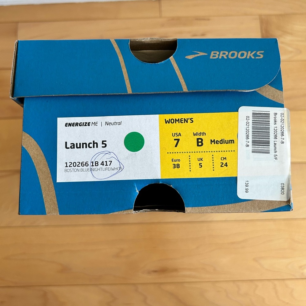 Brooks Launch 5 Blue and Yellow Athletic Shoes - Picture 6 of 7